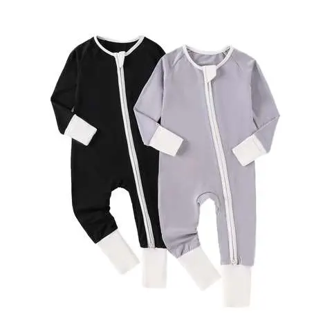 Oem High Quality Factories Custom Solid Color Organic Bamboo Baby Romper Custom Bamboo Spandex Baby Pajamas Mystery Box Odm Factory