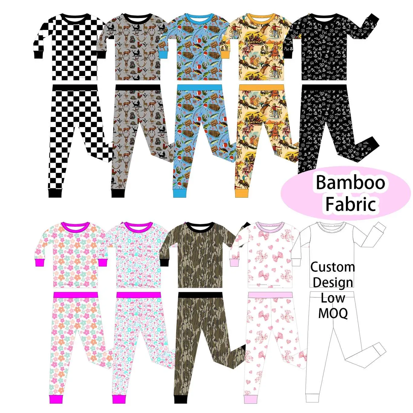customization bamboo Zipper Pajamas Custom Print manufacturer wholesale