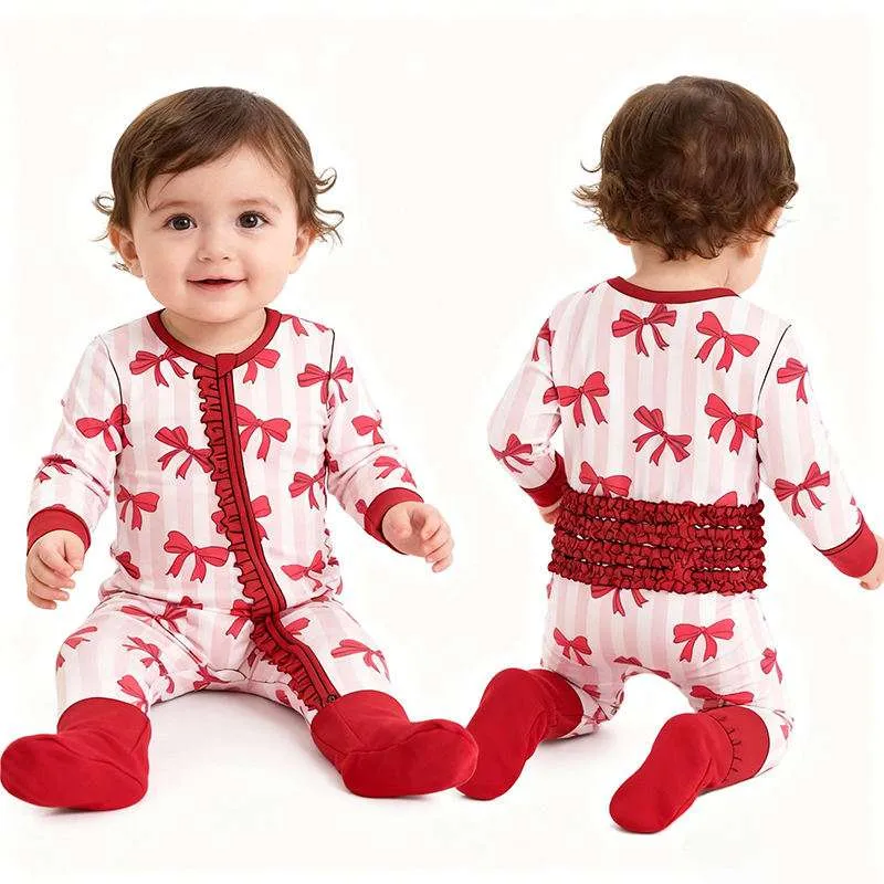 bulk quantity christmas bow print pajamas distributor wholesale